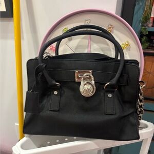 Michael Kors Black Hamilton Satchel – Silver Hardware